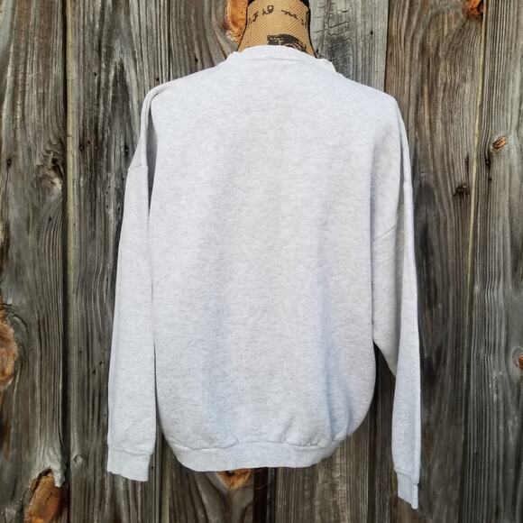 VTG Distressed Deer Print Sweatshirt Size XL Grey Animal Nature Tultex Vintage - Picture 4 of 10